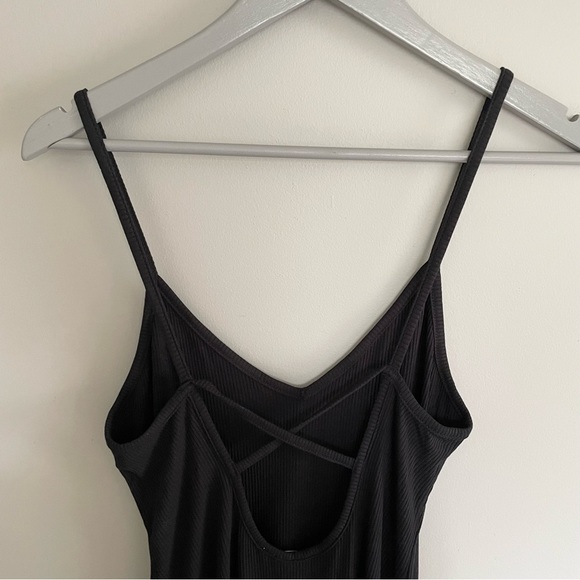 NWOT | Black | Ribbed | Fitted | Low Back | Crisscross | Mini Dress | Size Small - Picture 4 of 8